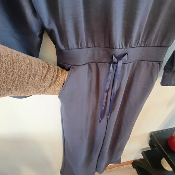 Serra Gray Lounge Jumpsuit Wide Leg Tie Waist Soft Knit Size Medium - Picture 3 of 12